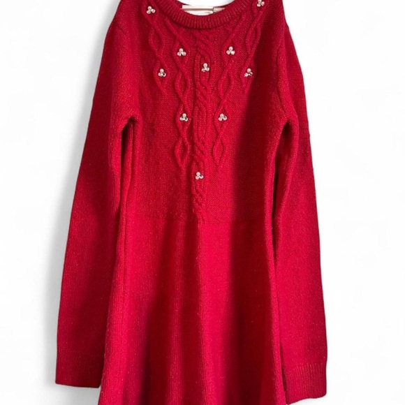 The Children’s Place Girls 10/12 Elegant Cable Knit‎ Red Sweater Dress - Picture 10 of 10